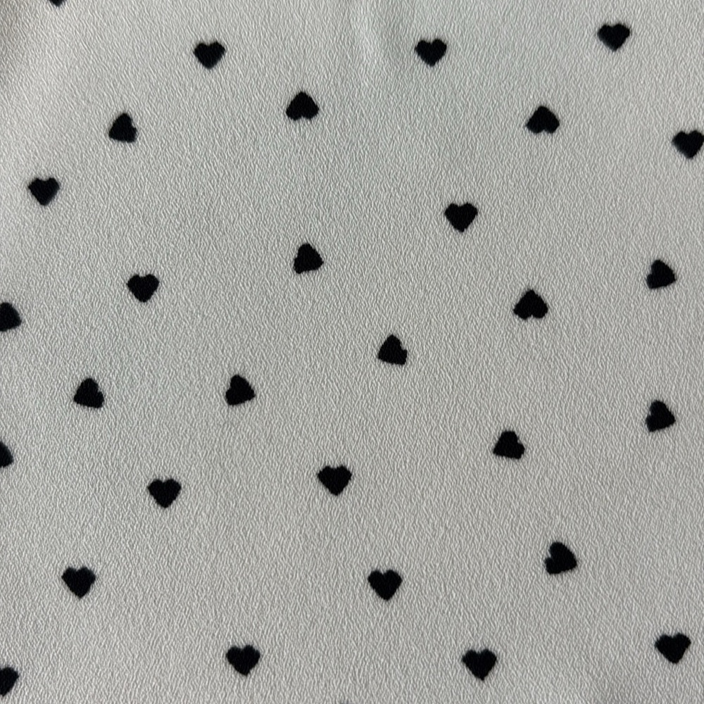 Van Heusen Ruffled 3/4 Sleeve Polka Heart Two-Toned Women Top XL Gray/White - Picture 3 of 8